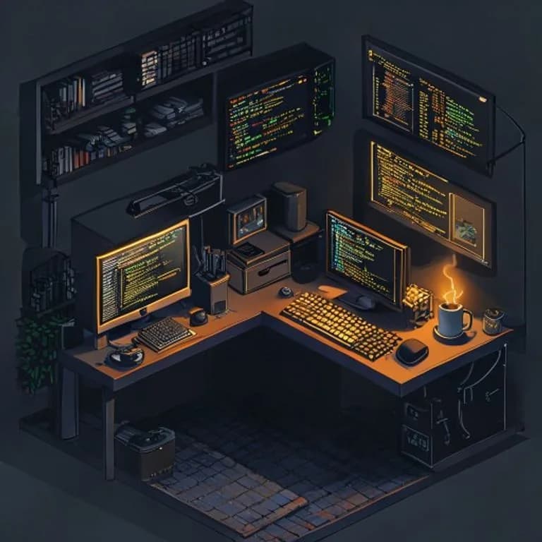 Pixel-art developer workspace