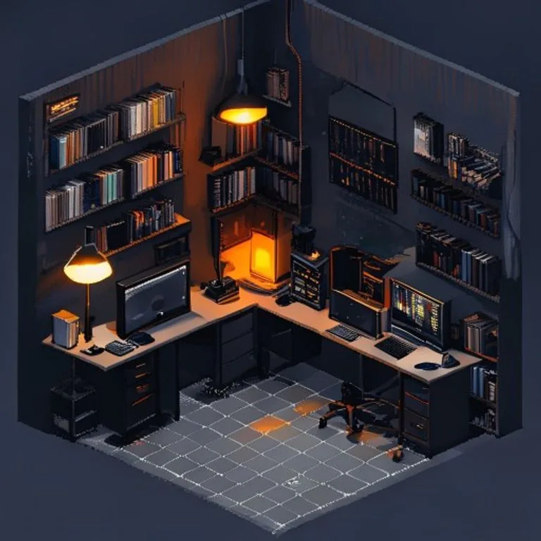 Pixel-art developer workspace