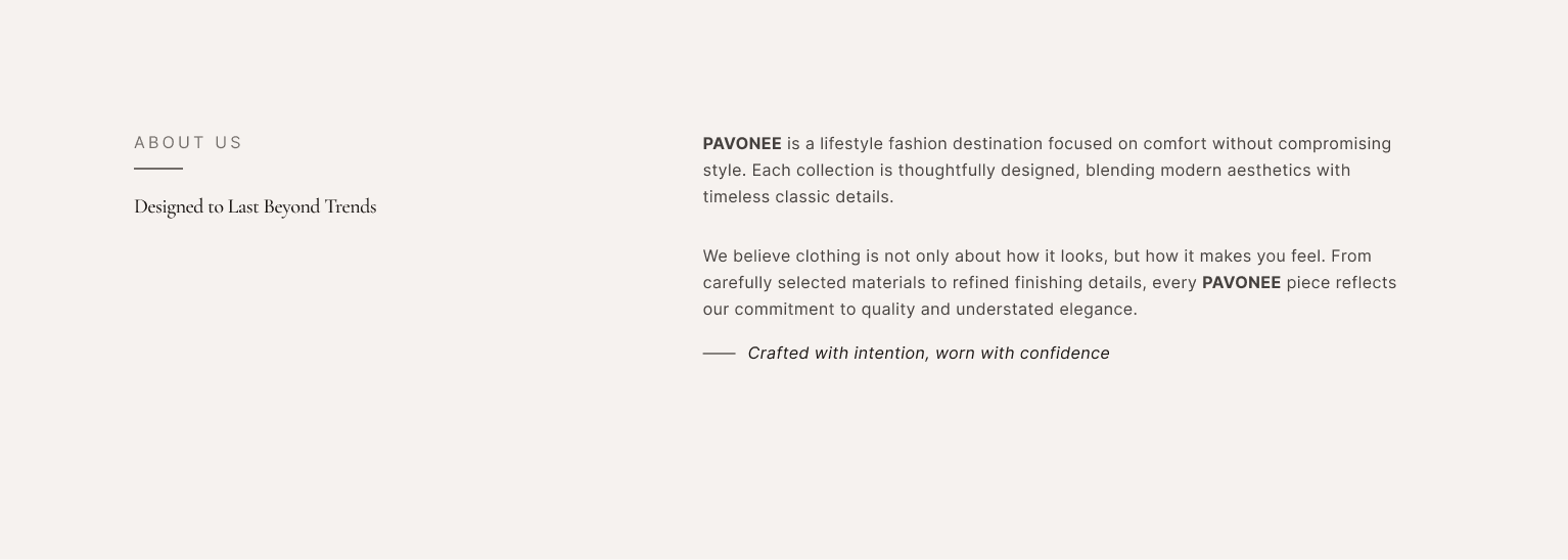 UI Design Brand Fashion PAVONEE - Preview