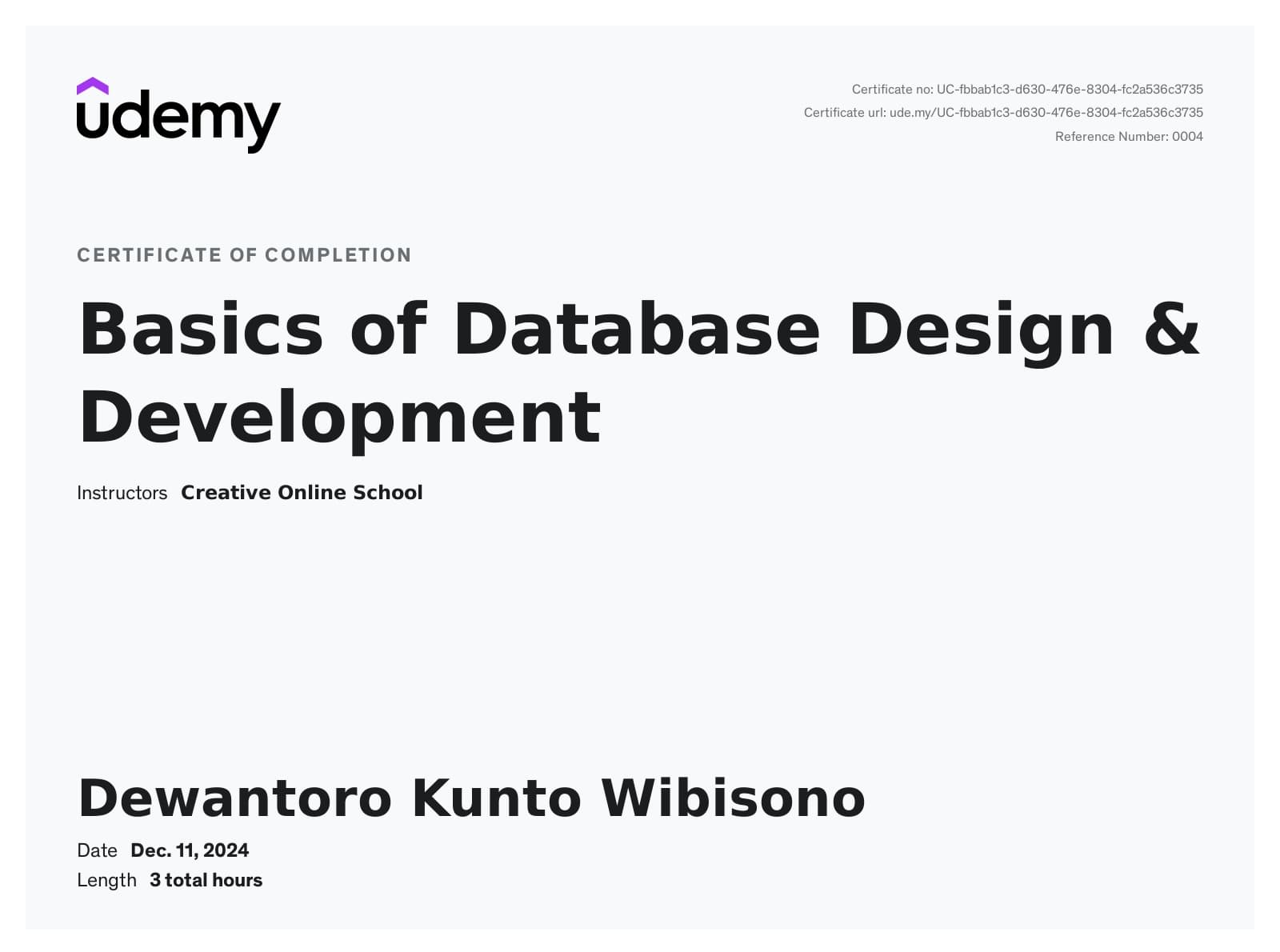 Basics of Database Design & Development